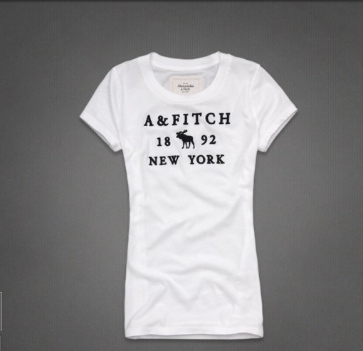 Abercrombie Fitch Mujeres De Cuello Redondo Corto Remera AF8174